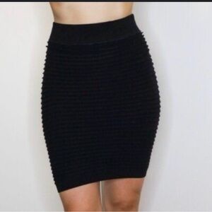 BCBG Black Textured Pencil Skirt